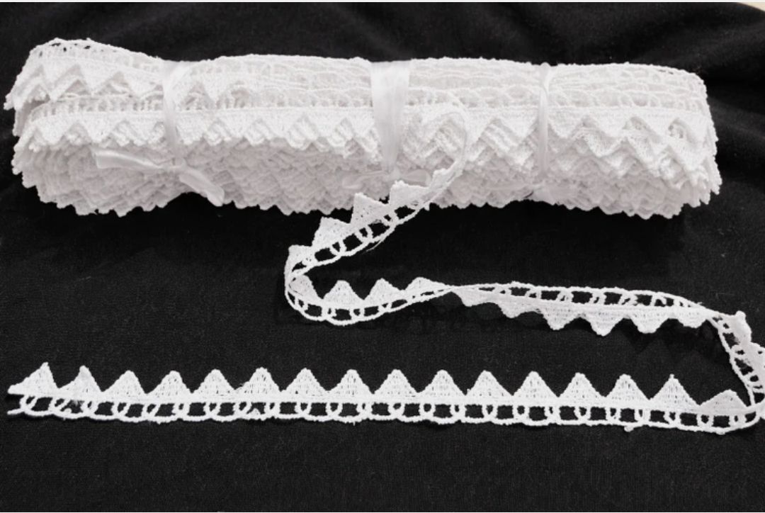 zeeshan collection 1-142 White cotton floral lace 9 meter 25mm Lace Reel-picture-16