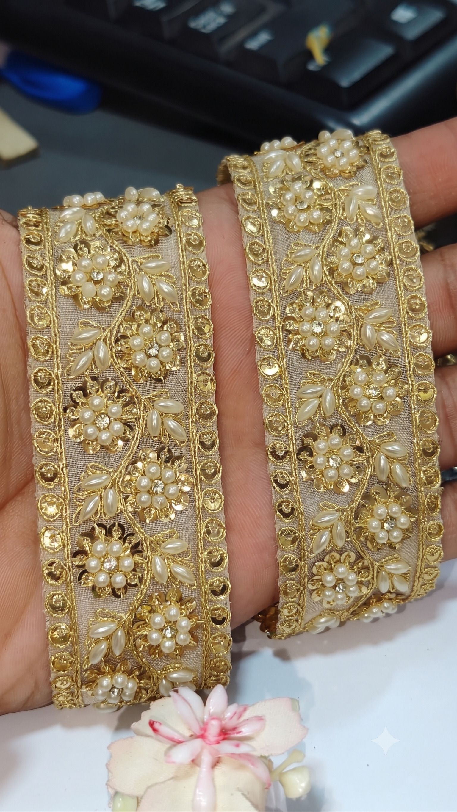 sewell gold Beautiful zari and sequin for sarees,lehengas,blouses,dupattas,kurtis 3(M) Lace Reel-picture-38