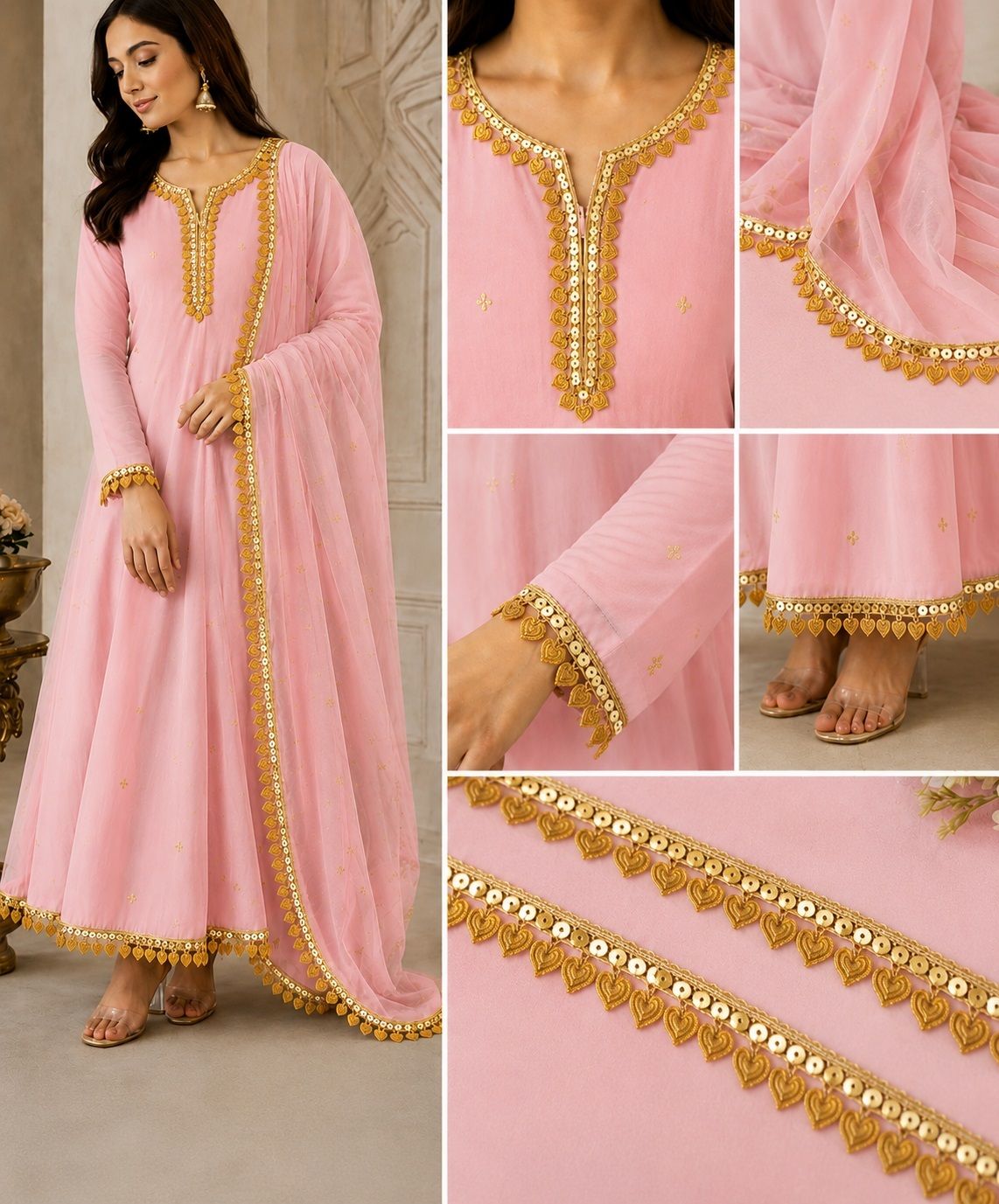 chahat lace 011-Traditional Gold Tassel & Sequence Craft Lace - 9 Mtr Fulzaar Gold Lace Trim 9 Meter Bridal Saree Lehenga Dupatta Sequence Fall Work Lace Reel-picture-32