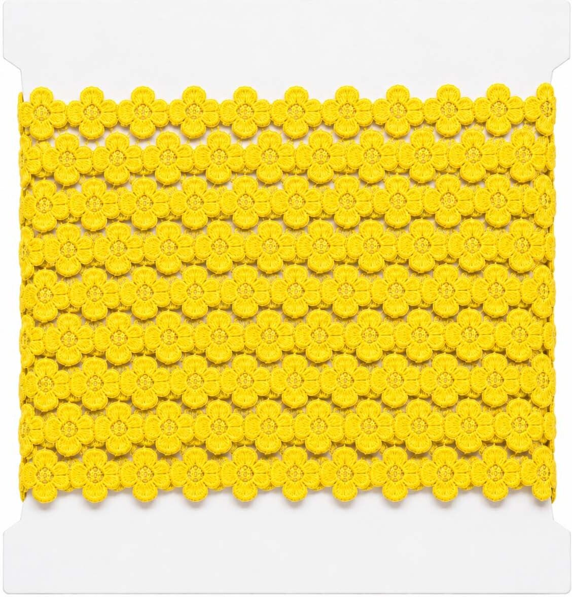 JCWG0532-04 (10 Mtr X 2.5Cm)Yellow Floral Embroidered Daisy Gota Trim Lace Border for Sewing Lace Reel-image-18