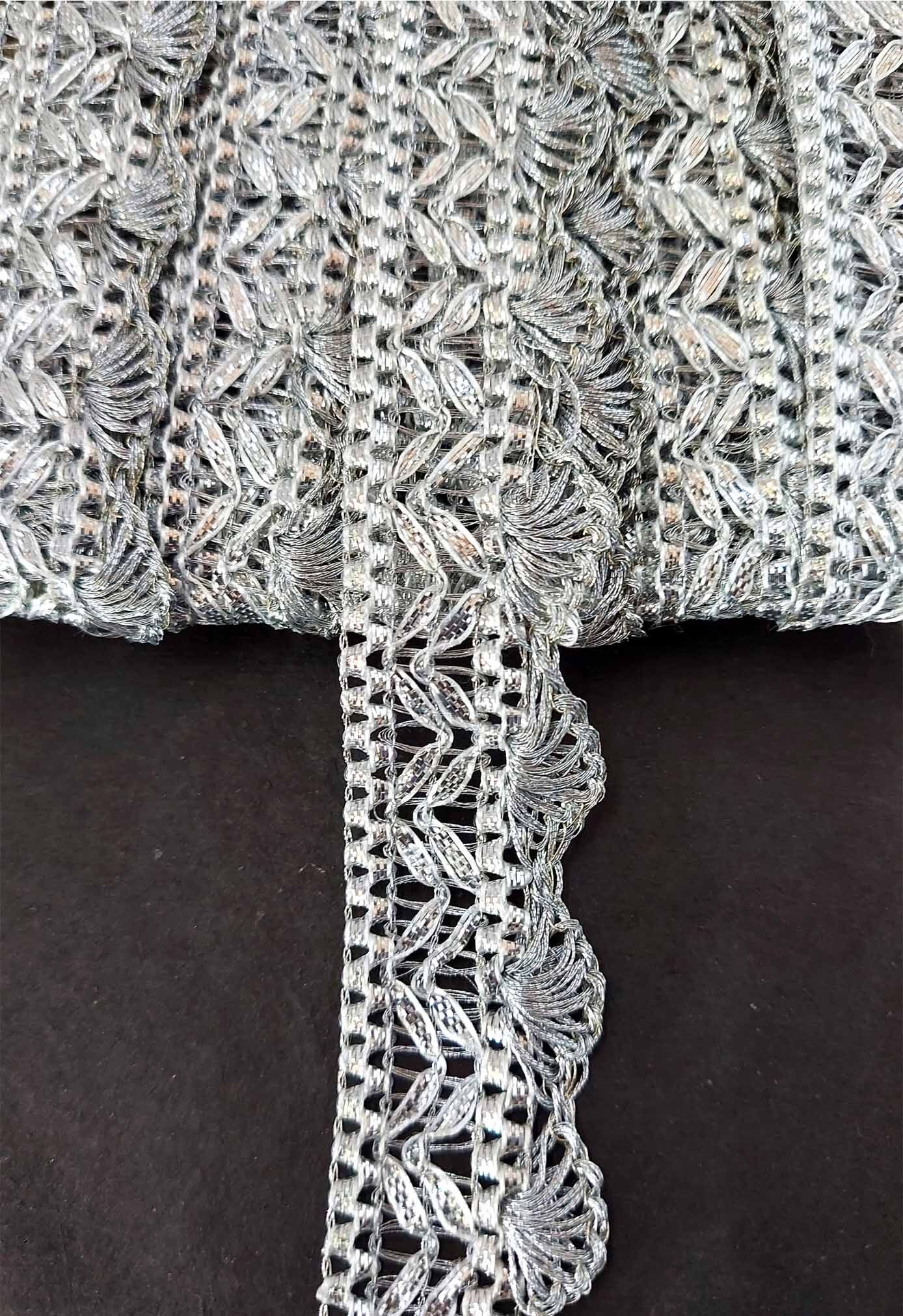 mezin Gota Patti Zigzag Pankh Lace for Saree, Dress, Dupatta, Kurtis and Decorations (Silver-9 Mtr) Lace Reel-picture-26