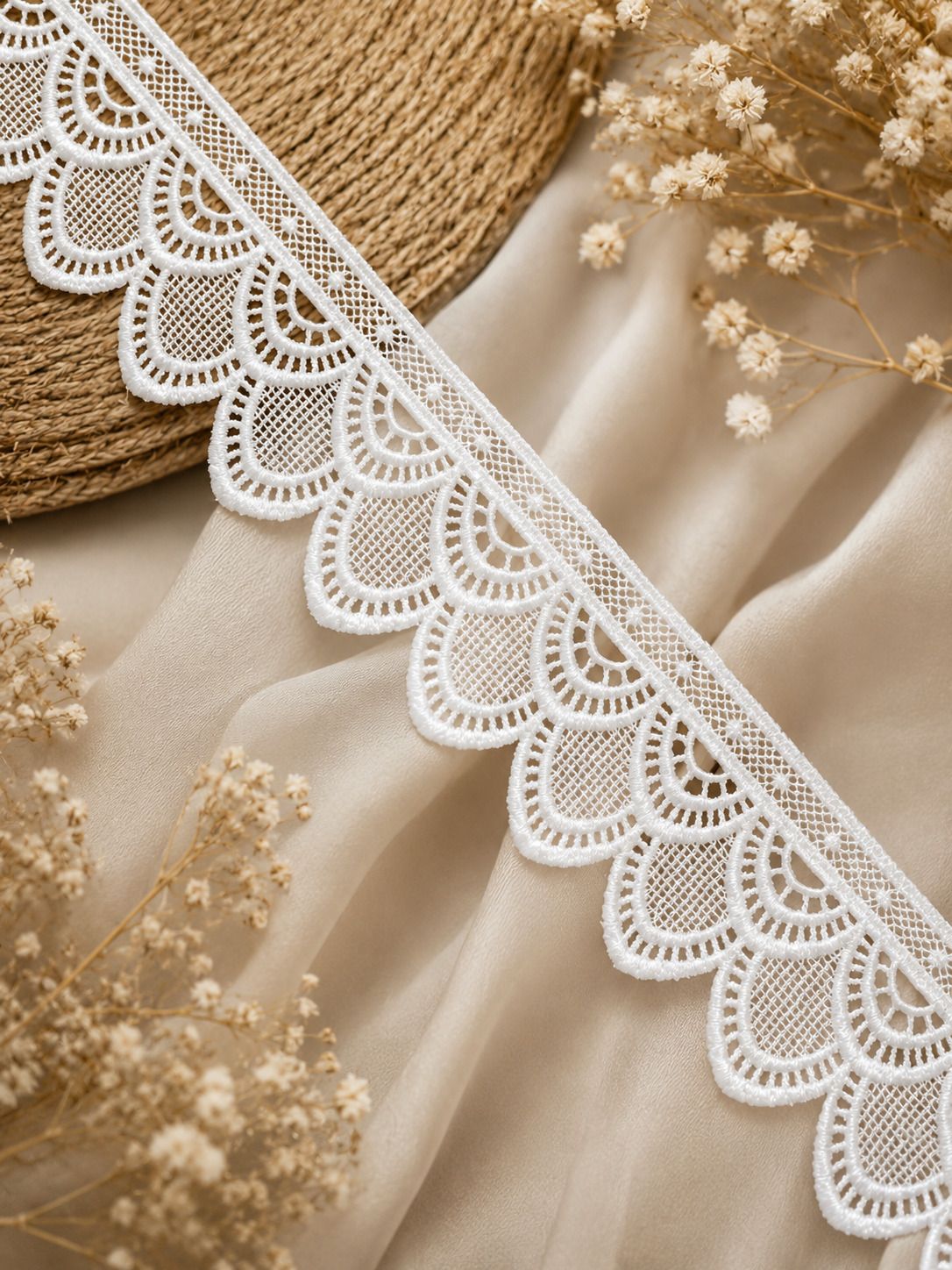 egofox Best quality (n) white color cotton lace 5 miters Best quality (n) white color cotton lace 5 Meters Lace Reel-picture-11