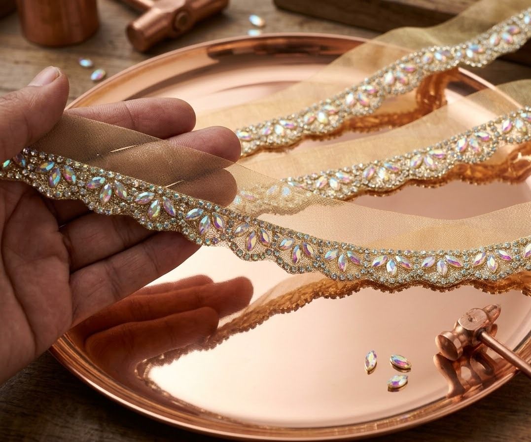 Gold Crystal Designer Trim 8.5 Metr Gold Crystal Designer Trim 8.5 Metr Lace Reel-image-15