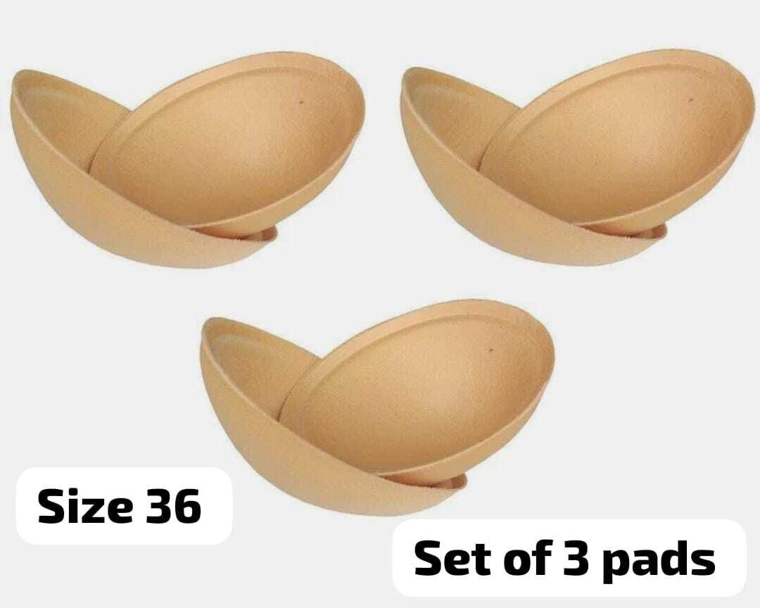Bra Cups Pad for Women Round Cotton Cup Bra Pads Blouse Cups (3 Pairs) (Beige) Women Lacrosse Chest Pad-image-12