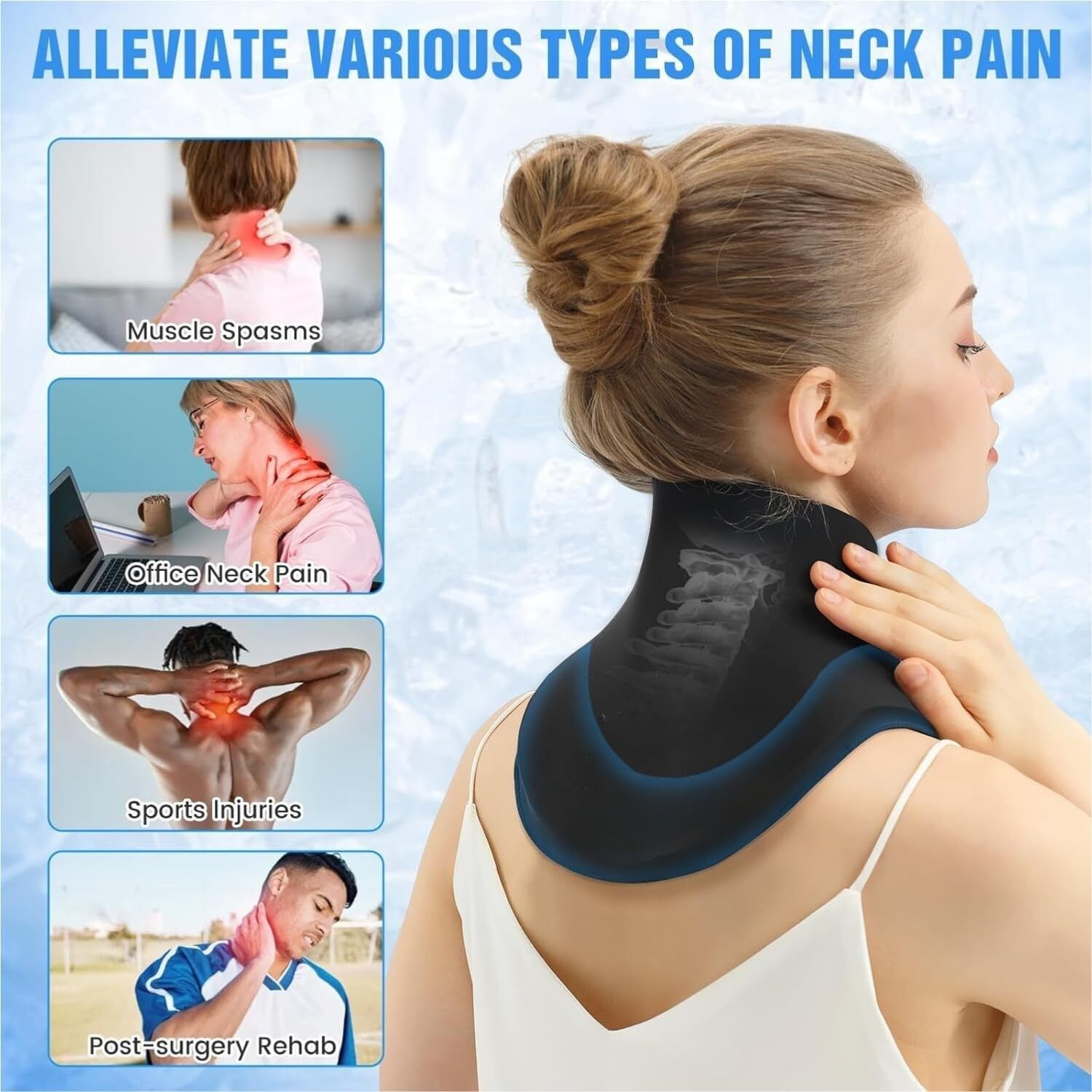 Neck Ice Pack Wrap Gel - Upgraded Ice Packs for Neck Reusable, Hot and Cold Boys, Girls, Men, Women Lacrosse Shoulder Pad-image-39