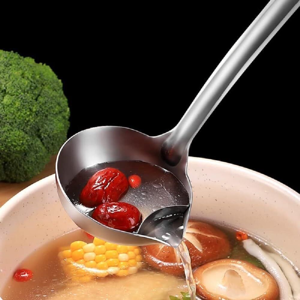 kitchexpo Kitchen Mesh Strainer Tongs Oil Filter Spoon for Cooking & Frying Silver Plated Olive Spoon-picture-0