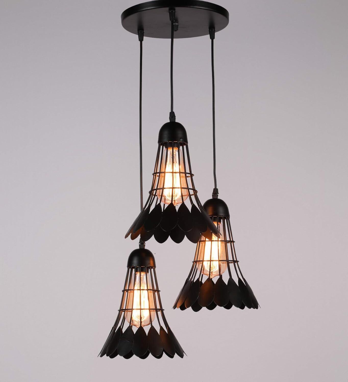 Shuttle Hanging Pendants Light E27 Holder, cluster set Black Chandelier Lamp Shade-image-41