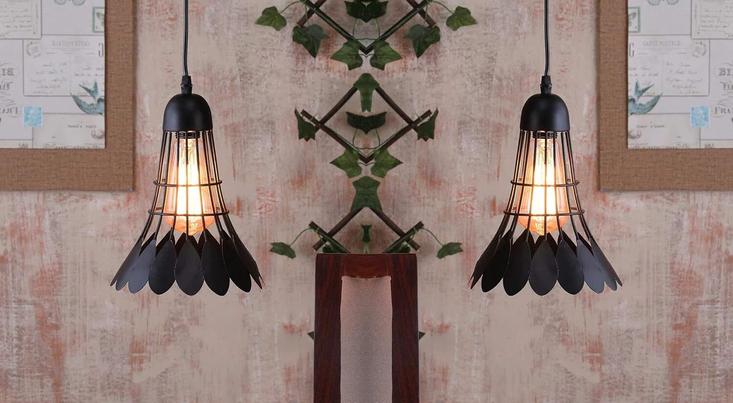 (pack of 2)Shuttle Hanging Pendants Light E27 Holder, Black Hanging Lights (Pendant Lights) Lamp Shade-image-25