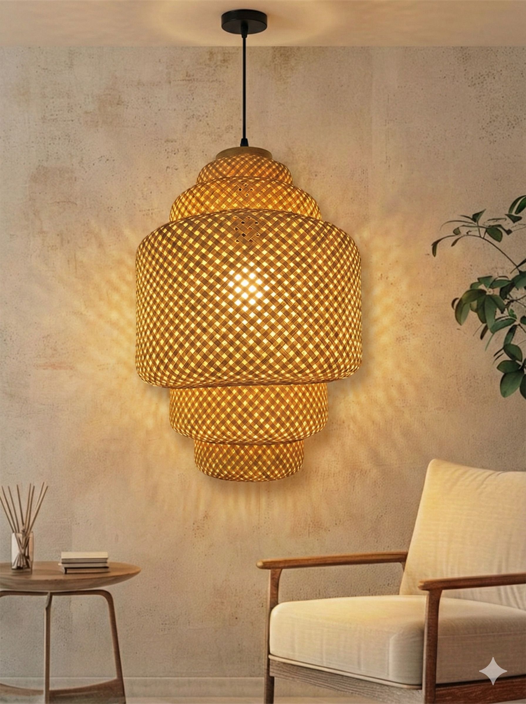 Bamboo 5- TIERED Pendant Light Ceiling Fan Lights, Table Lamps, Hanging Lights (Pendant Lights) Lamp Shade-image-32