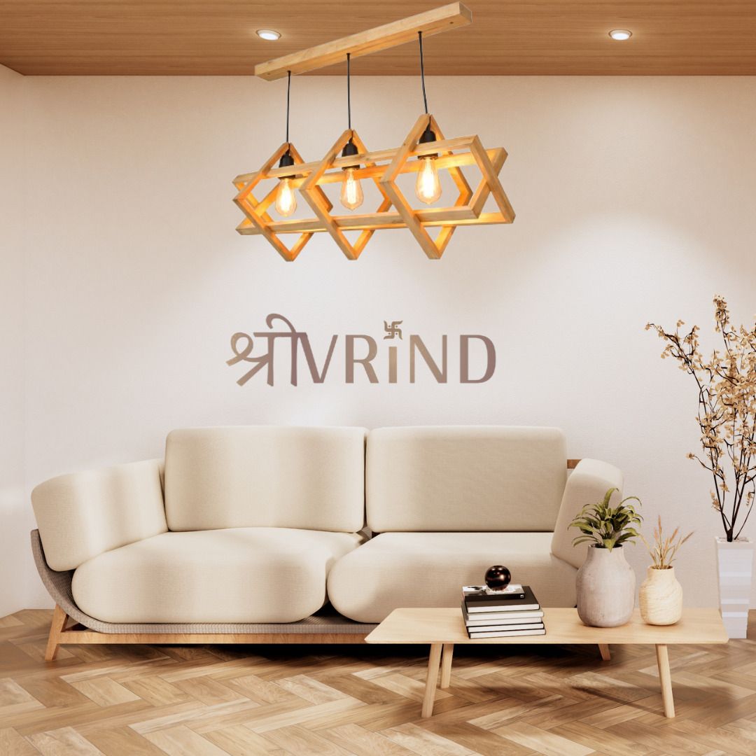 WOODEN 3 BULB Hanging Lights (Pendant Lights) Lamp Shade