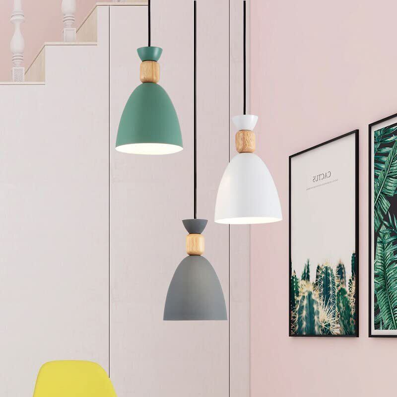 3 Light Cluster Hanging Bell Shade Light (Pink, Aqua Blue, Moss Green) Chandelier Lamp Shade-image-12