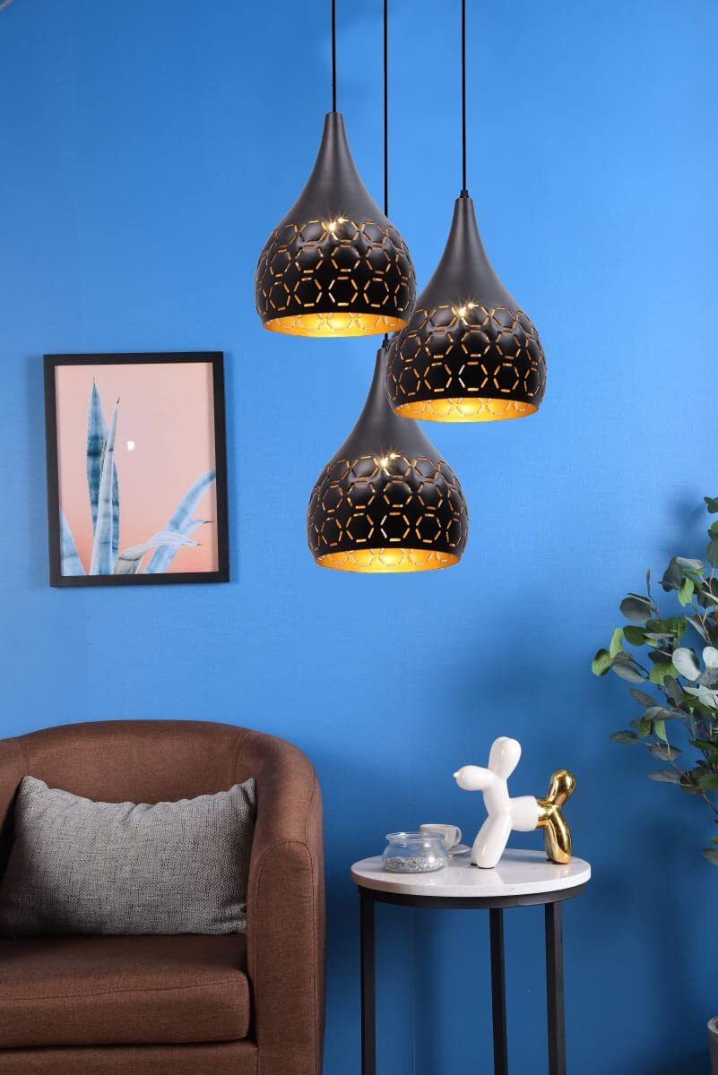 Cutted 3 Light Cluster Hanging Light Ceiling Pendant Lamp, Black Hanging Lights (Pendant Lights) Lamp Shade-image-7