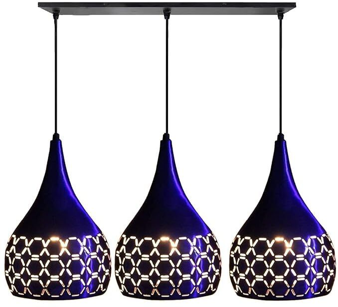 Cut 3 Light Linear Hanging Light Ceiling Pendant Lamp, BLUE Hanging Lights (Pendant Lights) Lamp Shade-image-23