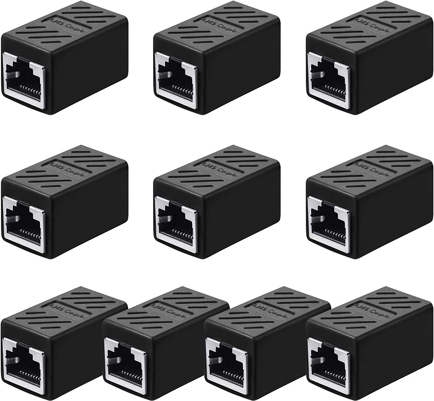 TAAPSEE 10Pack Shielded Inline RJ45 Ethernet Cable Extender Coupler cat7 cat6 cat5e cat5 Lan Adapter-picture-10