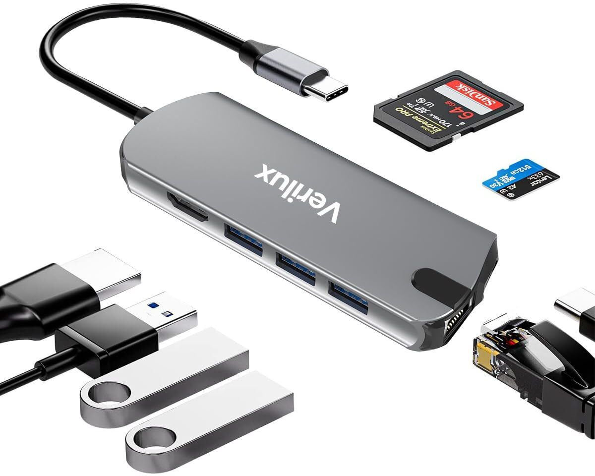Zeitel USB C Hub Ethernet 8 in 1 with 4K HDMI PD SD Card Laptop Wired USB Lan Adapter compatible with Ubuntu-image-14