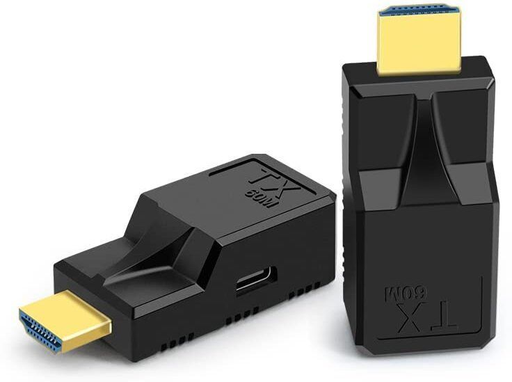 BlackBoost HDMI to RJ45 Extender 60M, 1080P Over Ethernet Converter with Type-C Charging Wireless Ethernet Lan Adapter compatible with Linux, Mac, Windows-image-2