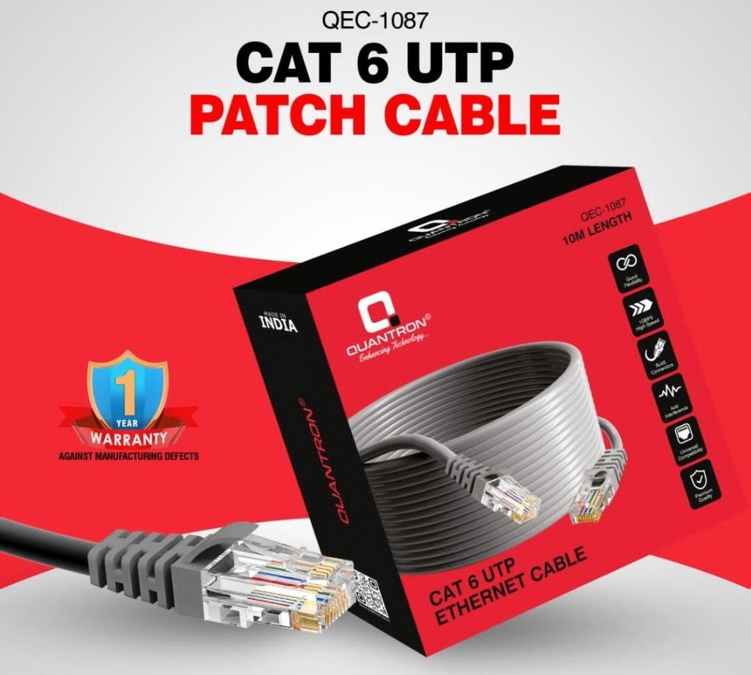 Quantron QEC 1087 - Cat6 Ethernet Cable 10 Meter/ 550 MHz Outdoor & Indoor, Wired Ethernet Lan Adapter compatible with Windows-image-29