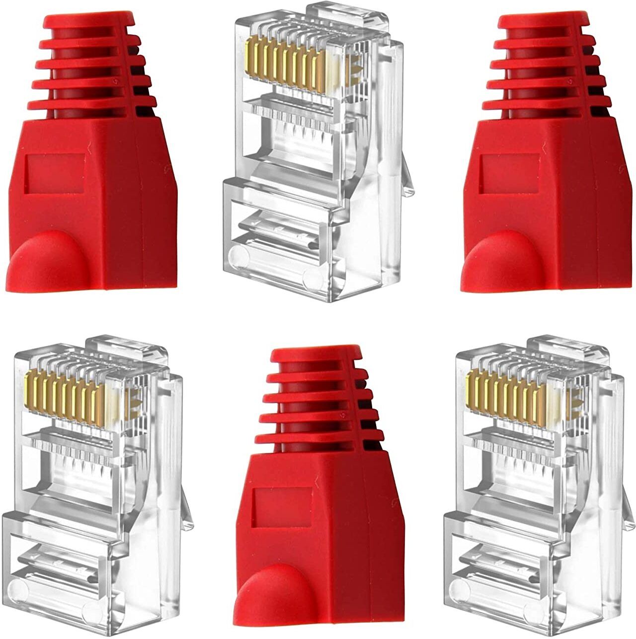 Paruht 12 Sets of RJ45 Network Connectors and Boot Caps combo, Crimp Network Connectors Wireless Ethernet Lan Adapter compatible with Windows-image-29