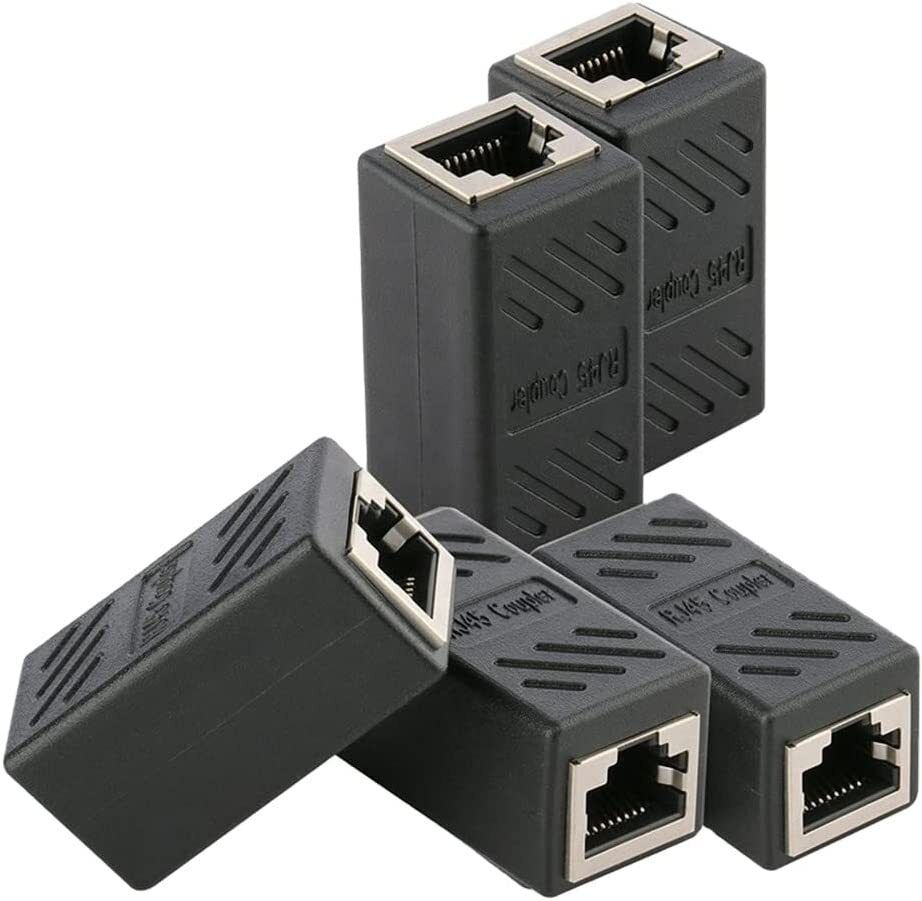 TAAPSEE 5Pack Shielded Inline RJ45 Ethernet Cable Extender Coupler cat7 cat6 cat5e cat5 Lan Adapter