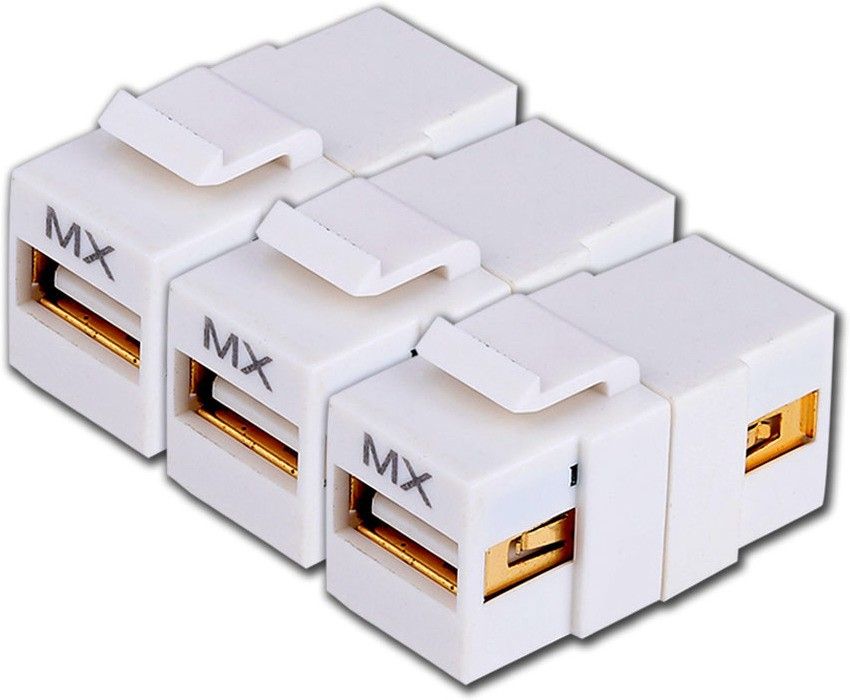 MX USB 2.0 Inline Coupler F/F Extender Plug, Compact Design and GP (Pack of 3) Lan Adapter-image-9