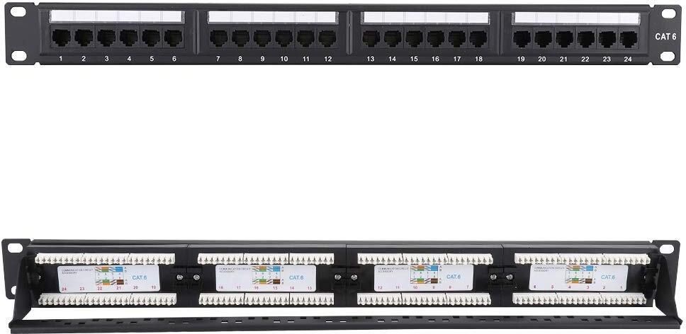 microware 24 Port CAT6 Ethernet Patch Panel 19" Rack Mount Patch Panel Distributor Lan Adapter-image-16