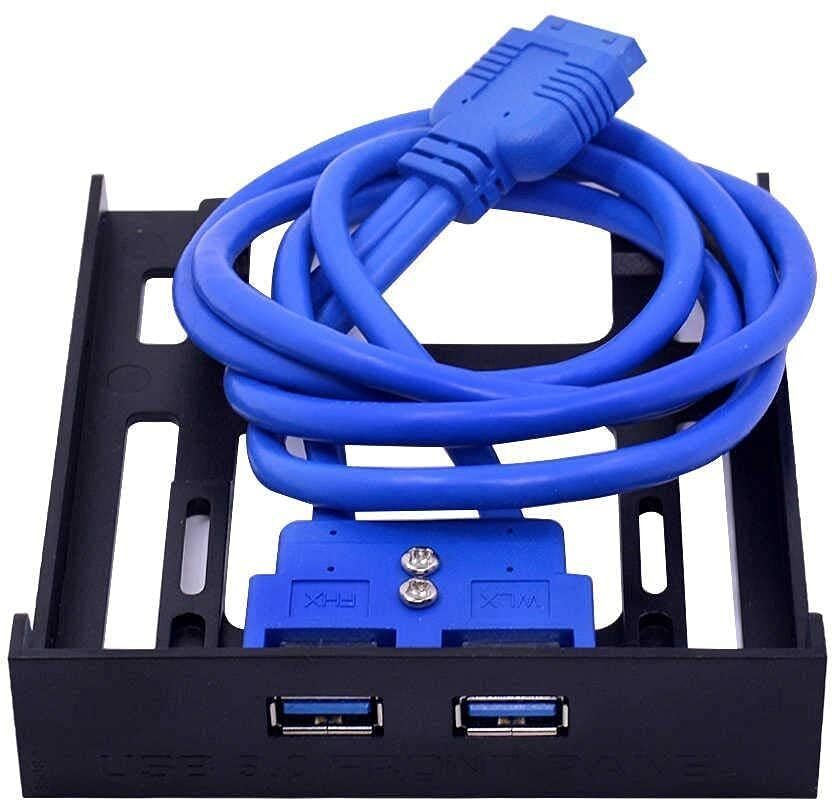 WiredCom USB 3.0 Front Panel Hub 2 Port Expansion Bay 20 Pin to USB3.0 60cm Bracket Lan Adapter