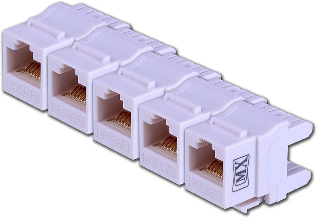 MX UTP Cat6A Keystone Jack 180� Coupler Female LAN F/F Plug (Pack of 5) Lan Adapter-image-45
