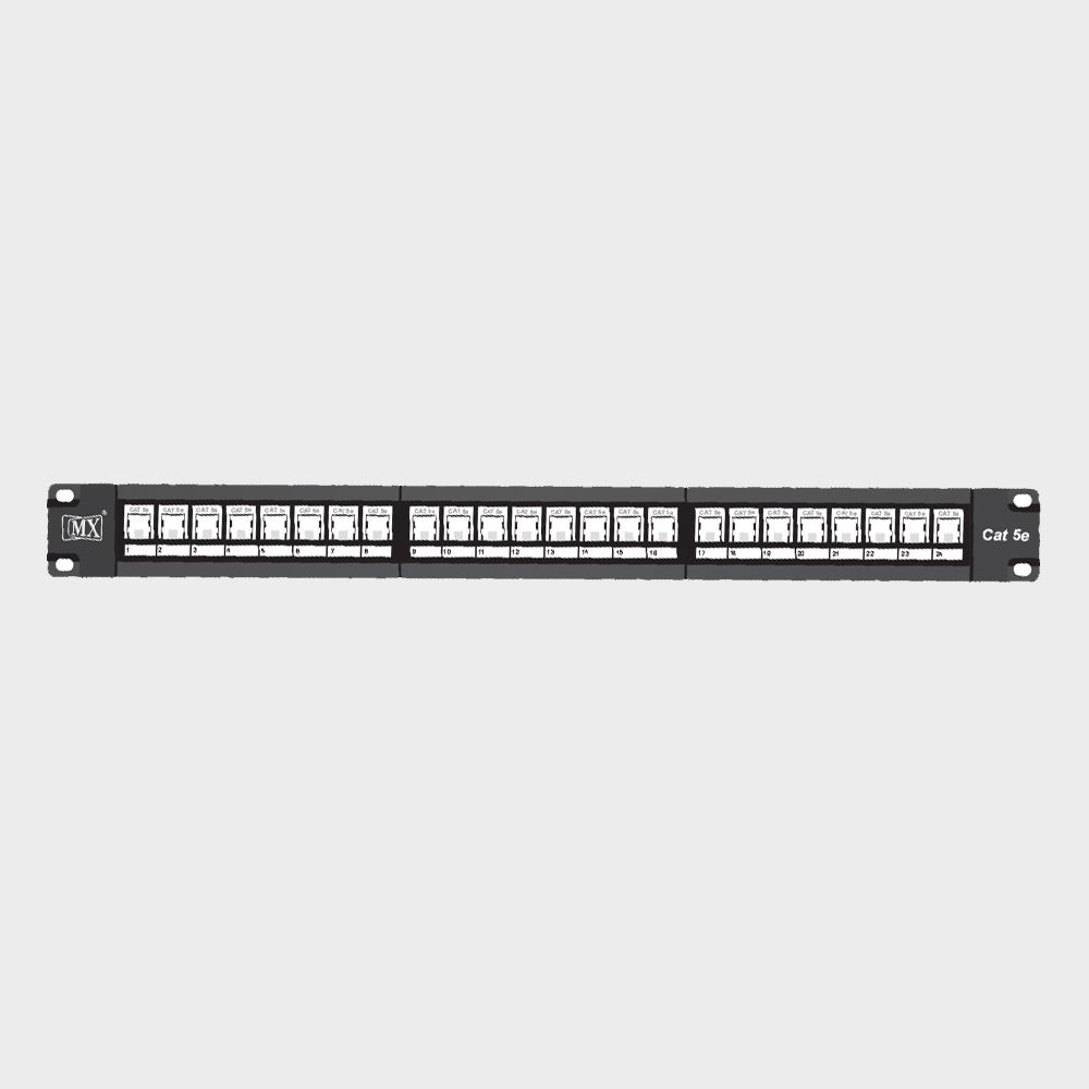 MX 24 Port CAT5E Patch Panel with IO Without Shutter & with Cable Management System Lan Adapter-image-13