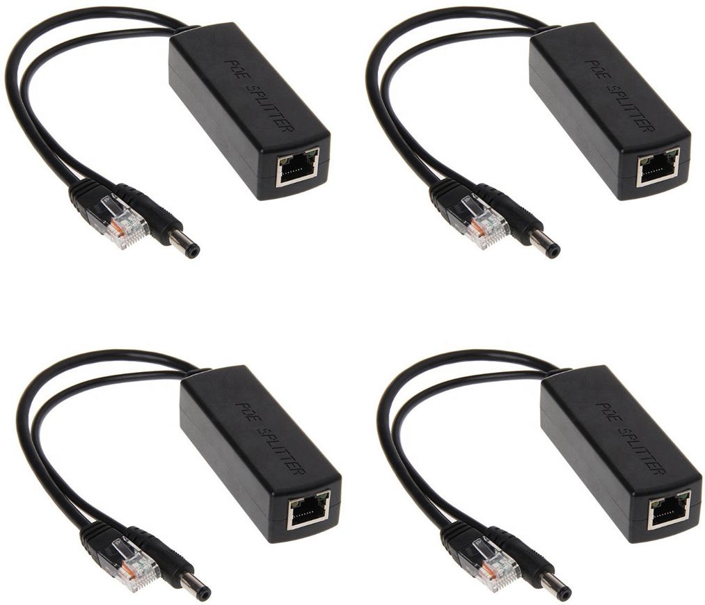Imaashi Pack of 4 Active 48V to 12V PoE Splitter Compatible with IP Cameras, IP Phones Wired Ethernet Lan Adapter compatible with Windows-image-2