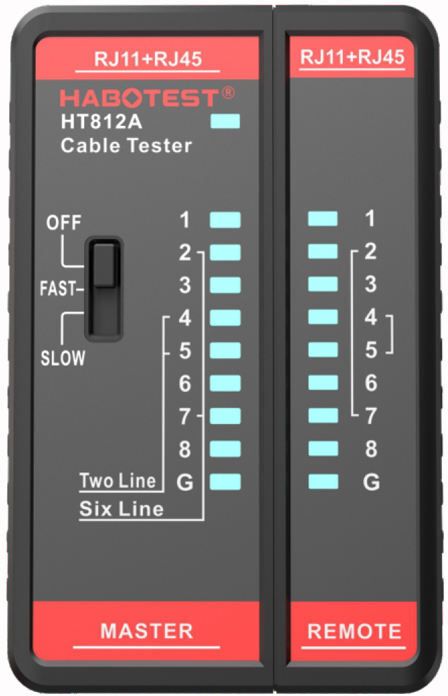HABOTEST HT812A Network Cable Tester for RJ45, RJ11, CAT5 UTP LAN cables Wired Ethernet Lan Adapter compatible with Windows