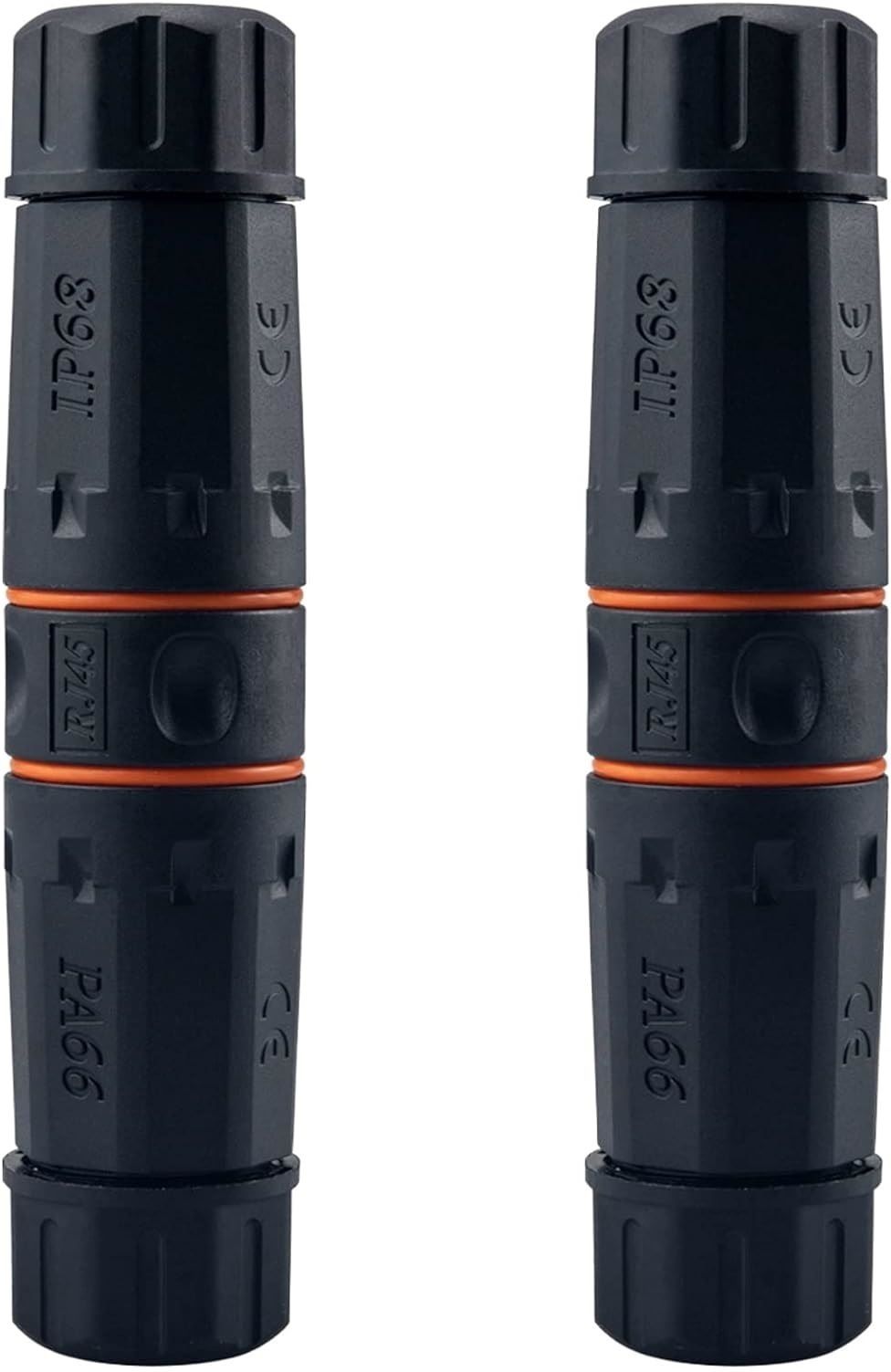 RAMEX Pack of 2 Pcs IP68 RJ45 LAN Jointer PVC Shielded Double Head Lan Coupler Lan Adapter-image-2