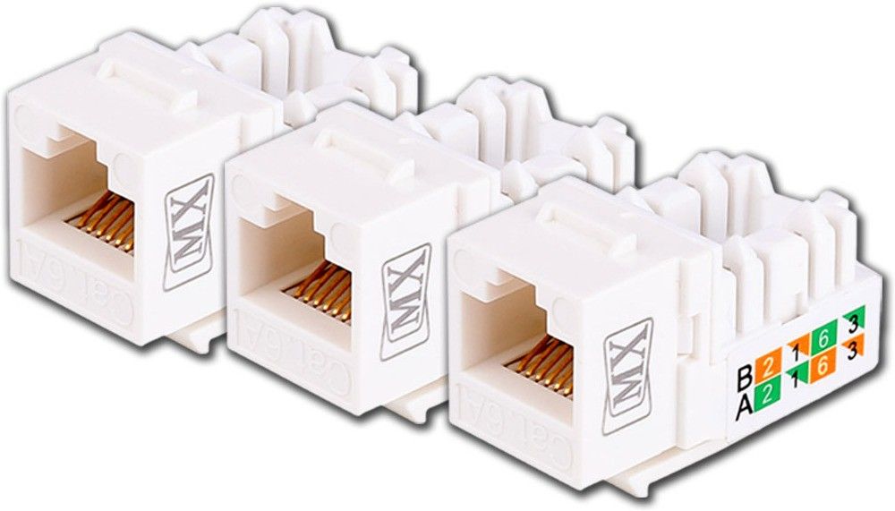 MX UTP Cat6A Keystone Jack 90� Coupler Female LAN F/F Extender Plug (Pack of 3) Lan Adapter-image-47