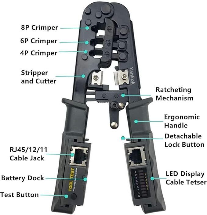 VOOCME Network Cable Crimper with LAN Tester Lan Adapter-image-47