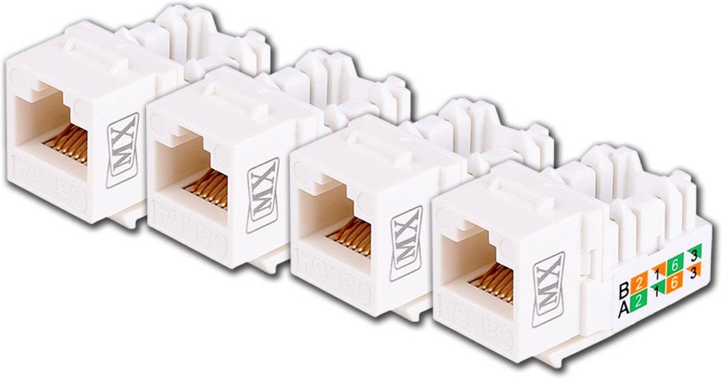 MX UTP Cat6A Keystone Jack 90� Coupler Female LAN F/F Extender Plug (Pack of 4) Lan Adapter-image-43