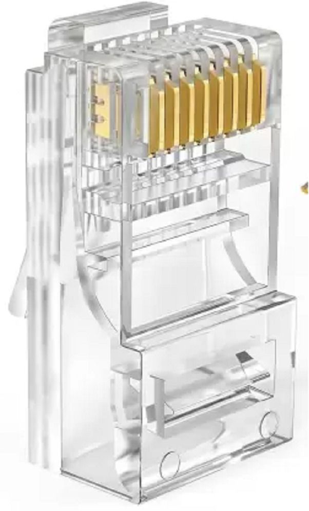 SVDK RJ 45 8 PIN CAT5, CAT5E, CAT 6 NETWORKING PLUG CRYSTAL CLEAR GOLD PLATED Lan Adapter-image-38
