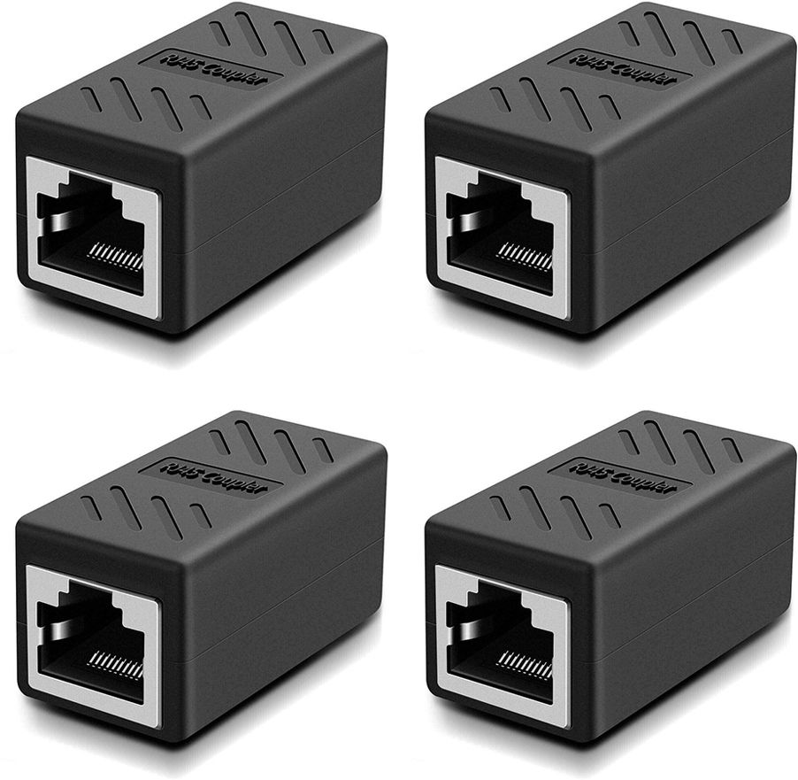 RRCART (Pack of 4) High Quality RJ45 Female to Female Ethernet Lan Coupler / Joiner Wired Ethernet Lan Adapter compatible with Windows, Mac