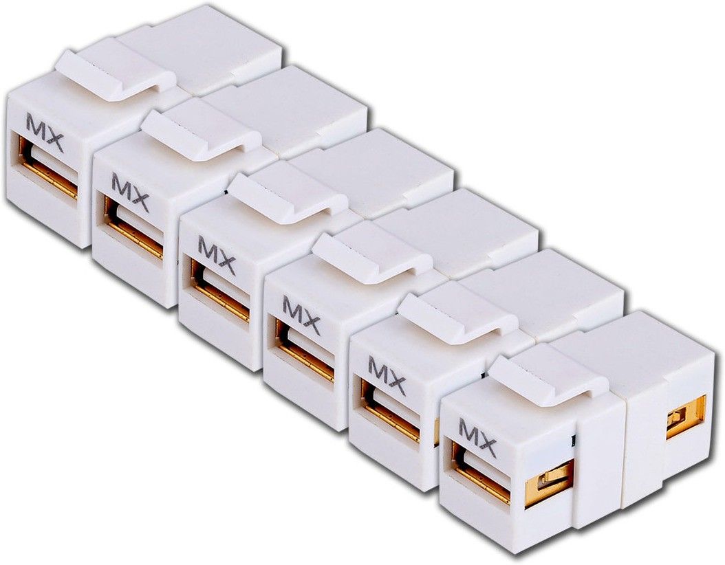 MX USB 2.0 Inline Coupler F/F Extender Plug, Compact Design and GP (Pack of 6) Lan Adapter-image-8