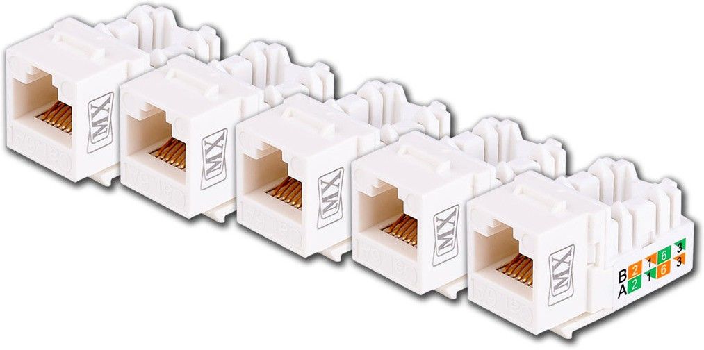 MX UTP Cat6A Keystone Jack 90� Coupler Female LAN F/F Extender Plug (Pack of 5) Lan Adapter-image-46
