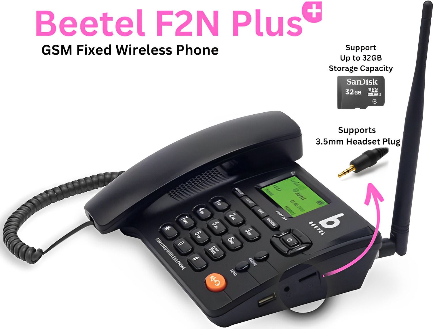 F2N Plus+ GSM Fixed Wireless Phone Corded Landline Phone with Answering Machine-image-3