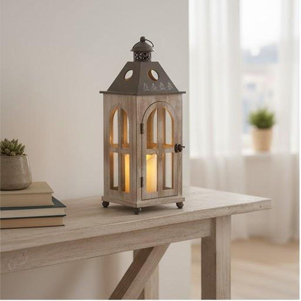 desihandicraft Embellish your home with this stunning Open Wooden Lantern. Brown Wooden Hanging Lantern-picture-23