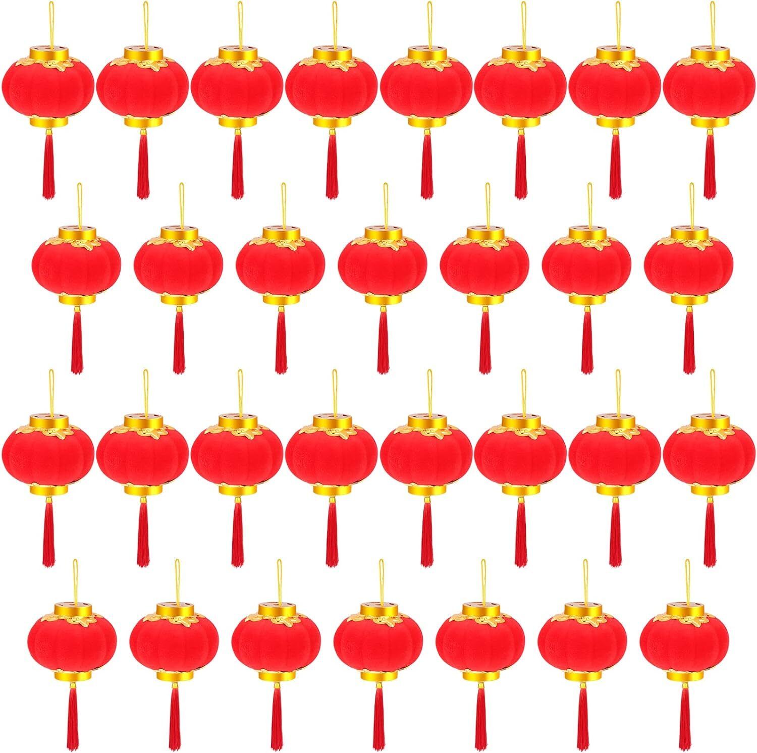 Chinese New Year Decoration 30 Pcs Red Lantern Decorations Lucky Red Cotton Hanging Lantern-image-37