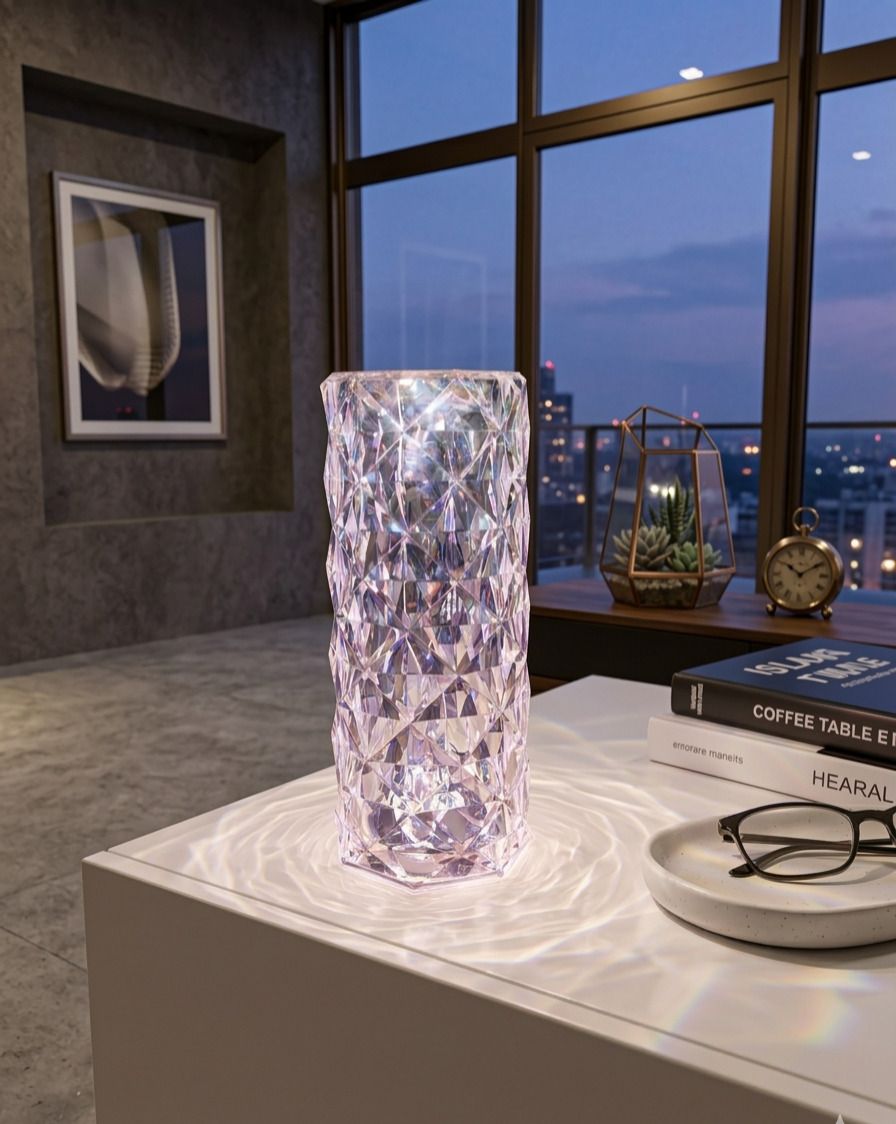 shajdhaj Crystal Diamond LED Night Lamp USB Rechargeable Touch Lamp with Remote | Multicolor Crystal Table Lantern-picture-43