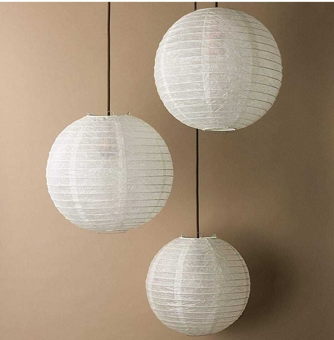 shuang you 10 Pc RoundPaper Hanging Lantern (25 cm X 25 cm, Pack of 10) White Paper Hanging Lantern-picture-25