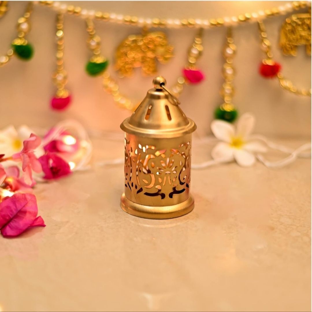 homedynasty Mini Lantern Tea Light Holder Gold Metal Table Lantern-picture-47