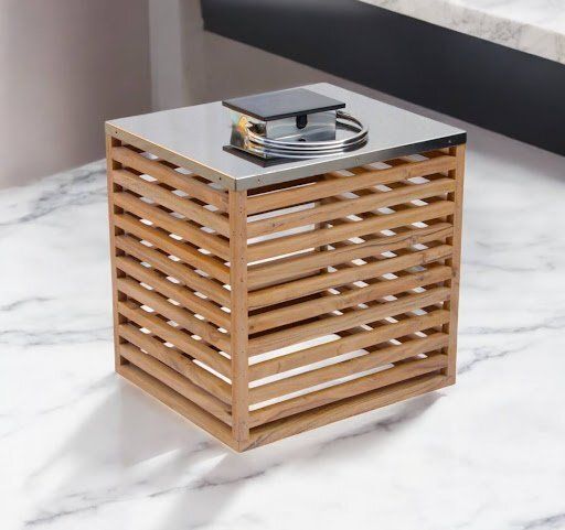 Single Rectangle Solar Lantern – Wood & Steel Finish Brown Wooden Table Lantern-image-5