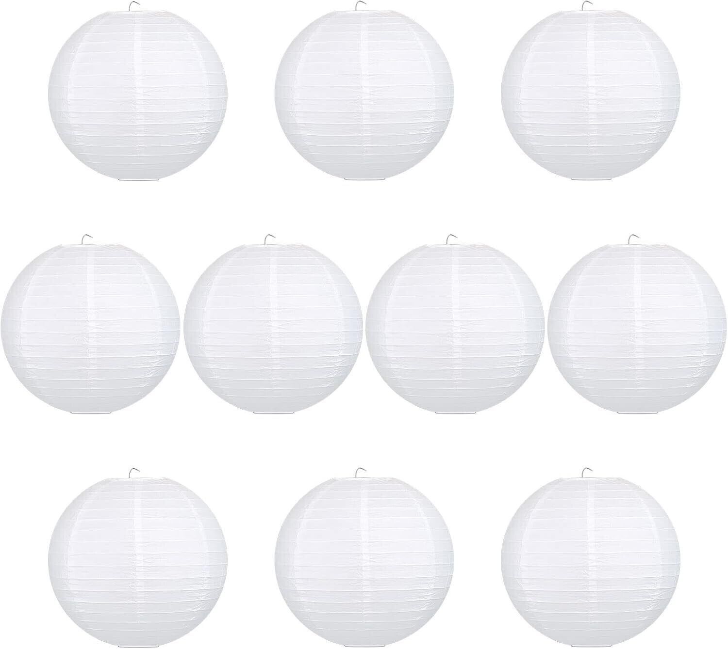 shuang you White Paper Hanging Lantern Pack of 10 L (12 inch) 44 White Paper Hanging Lantern-picture-29