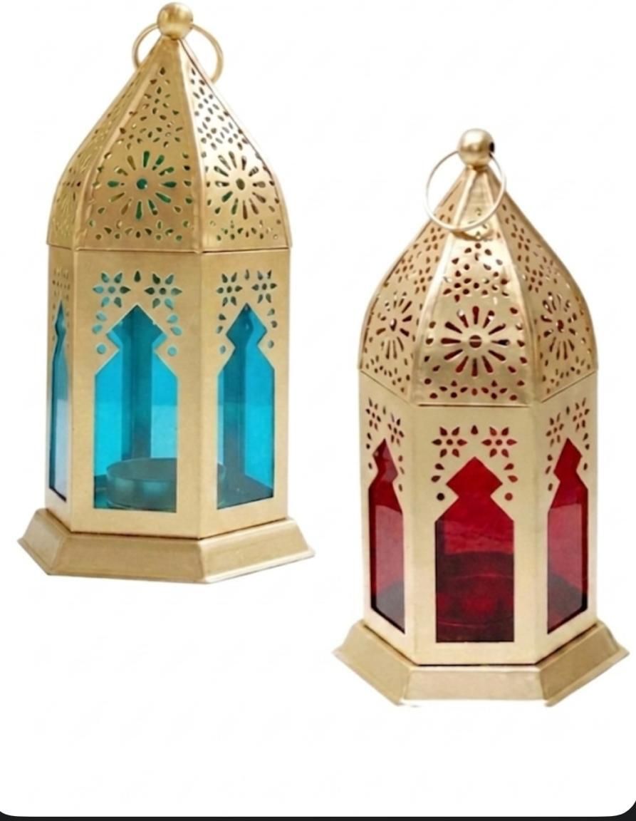 beliv decorative multipurpose lantern Blue, Red, Gold Metal Hanging Lantern-picture-36