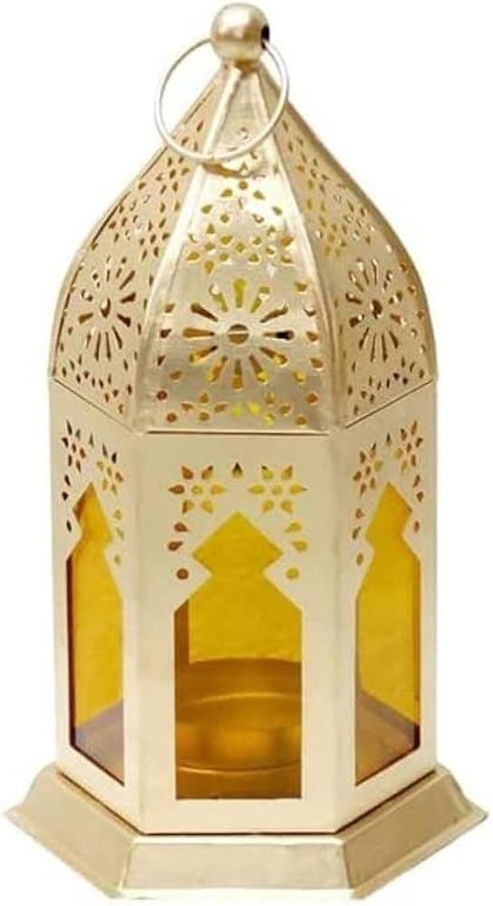 Metallic Handicraft Marrakech Noor Golden Lantern Gold Iron Table Lantern-picture-12