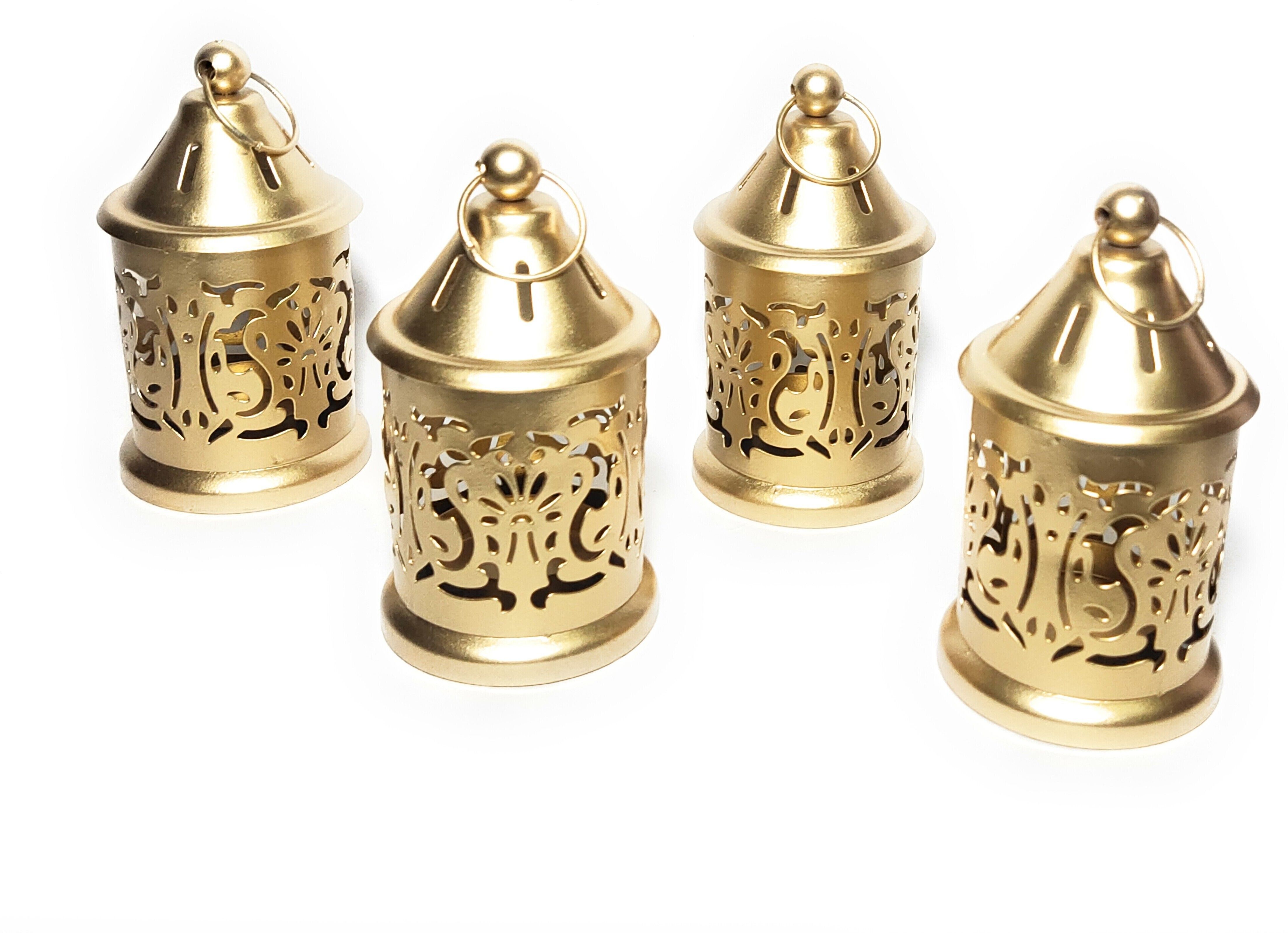 Cute Cups Little Tea Lights Holder For Decoration Home Office Party Christmas Décor Tealights Candle Holders Set of 4 Gold Cast Iron Table Lantern-image-1