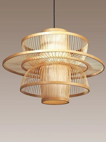 Beige Bamboo Hanging Lantern-image-4
